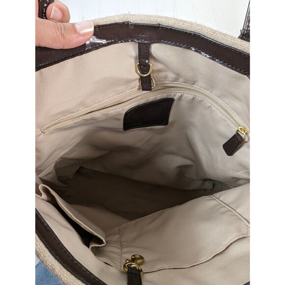 Coach F24665 Stripe North South Beige Wool Blend Tote - Picture 9 of 15